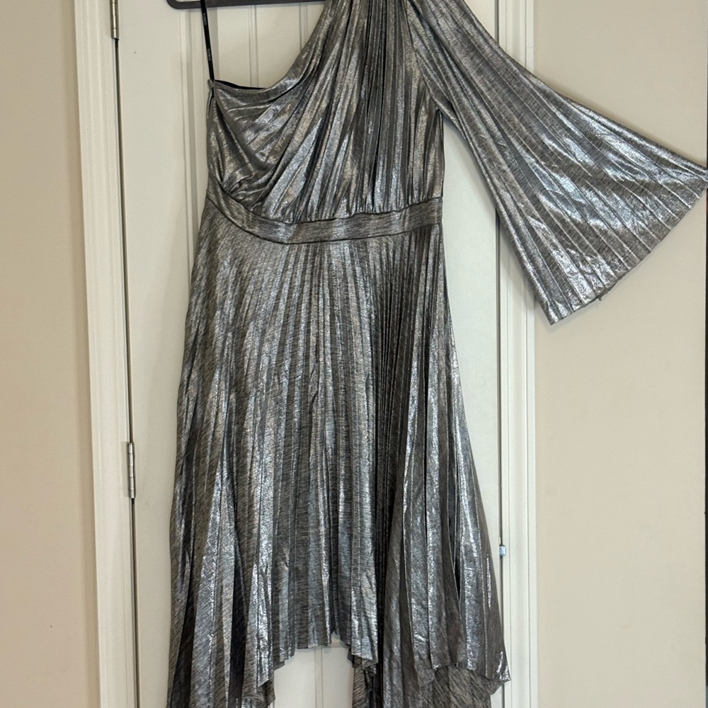Eloquii Metallic One-Shoulder Dress